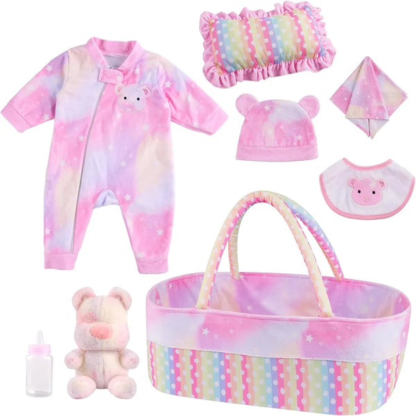 Newborn Doll Clothes Set with Cradle